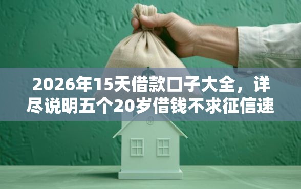 2026年15天借款口子大全，详尽说明五个20岁借钱不求征信速借口子