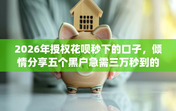 2026年授权花呗秒下的口子，倾情分享五个黑户急需三万秒到的的app