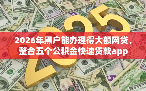 2026年黑户能办理得大额网贷，整合五个公积金快速贷款app