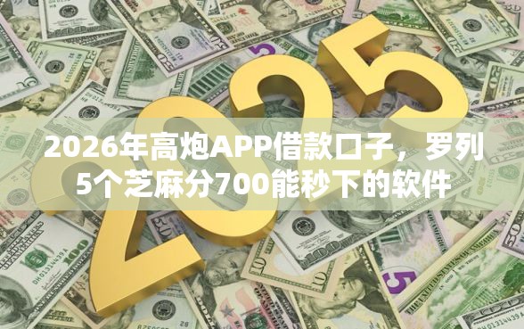 2026年高炮APP借款口子，罗列5个芝麻分700能秒下的软件