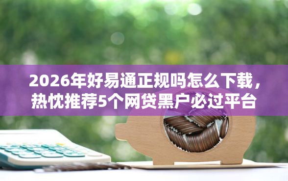 2026年好易通正规吗怎么下载，热忱推荐5个网贷黑户必过平台