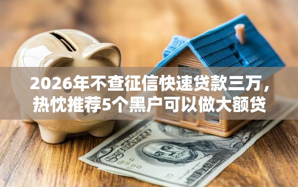 2026年不查征信快速贷款三万，热忱推荐5个黑户可以做大额贷款平台