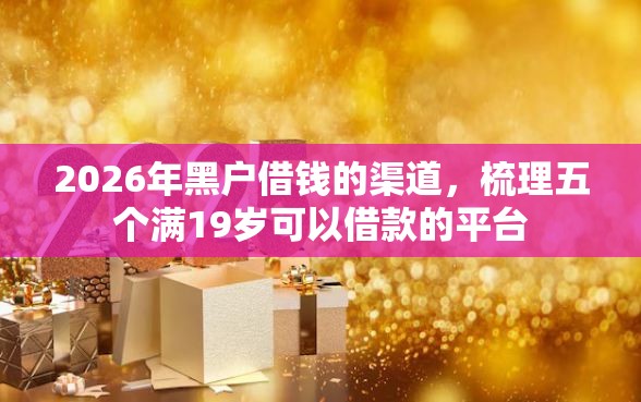 2026年黑户借钱的渠道，梳理五个满19岁可以借款的平台