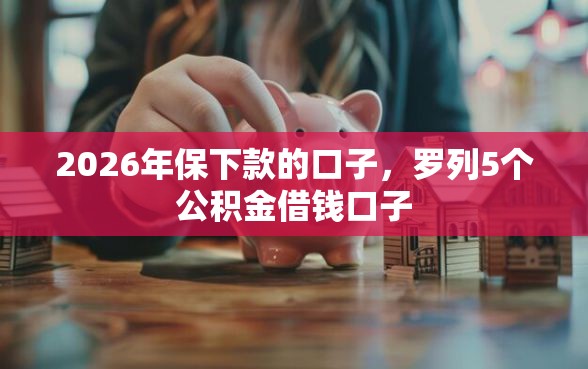 2026年保下款的口子，罗列5个公积金借钱口子