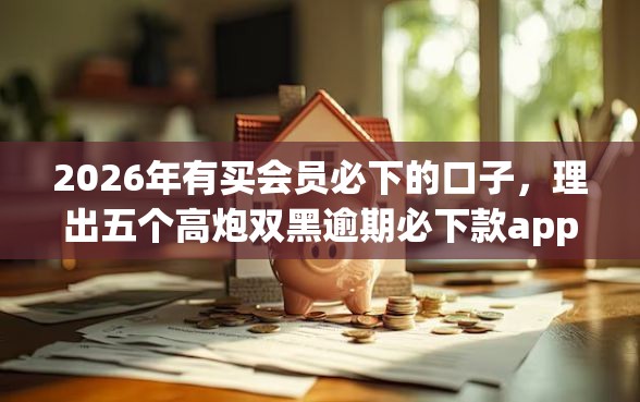 2026年有买会员必下的口子，理出五个高炮双黑逾期必下款app