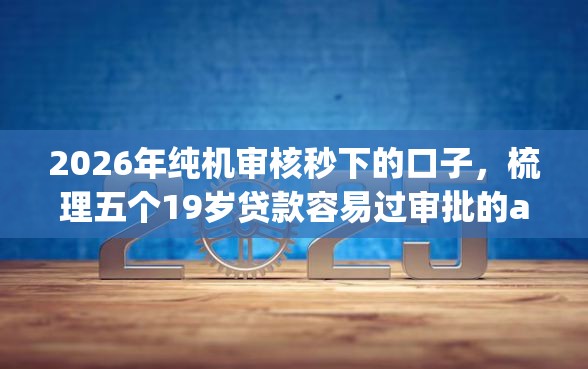 2026年纯机审核秒下的口子，梳理五个19岁贷款容易过审批的app