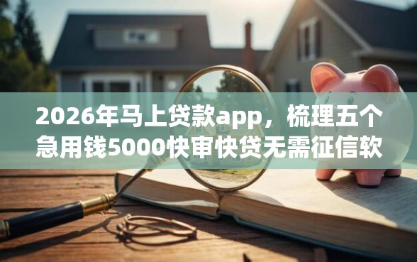 2026年马上贷款app，梳理五个急用钱5000快审快贷无需征信软件