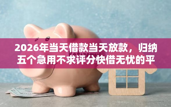 2026年当天借款当天放款，归纳五个急用不求评分快借无忧的平台