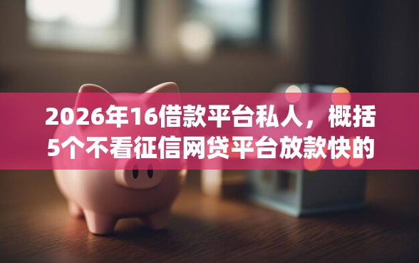 2026年16借款平台私人，概括5个不看征信网贷平台放款快的app