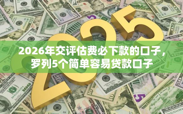 2026年交评估费必下款的口子，罗列5个简单容易贷款口子