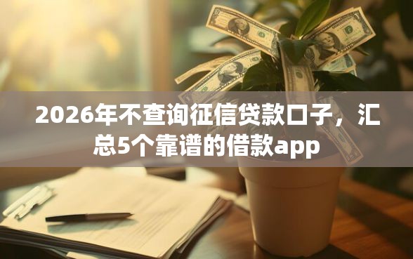 2026年不查询征信贷款口子，汇总5个靠谱的借款app