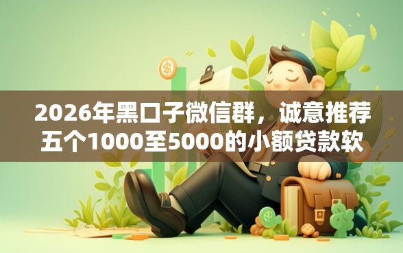 2026年黑口子微信群，诚意推荐五个1000至5000的小额贷款软件