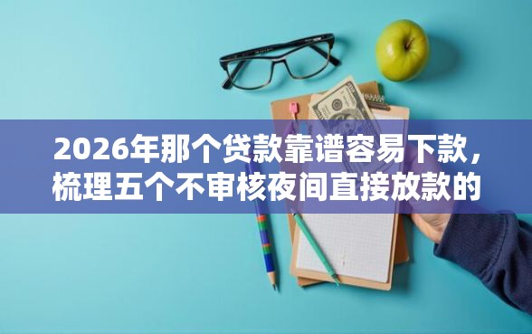 2026年那个贷款靠谱容易下款，梳理五个不审核夜间直接放款的网贷软件