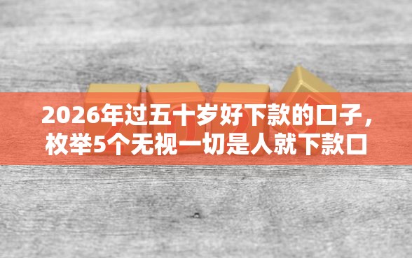 2026年过五十岁好下款的口子，枚举5个无视一切是人就下款口子