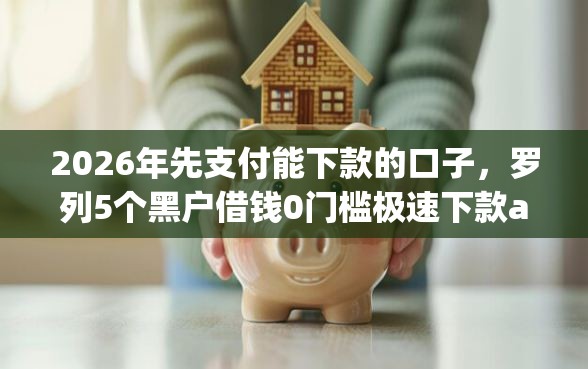 2026年先支付能下款的口子，罗列5个黑户借钱0门槛极速下款app
