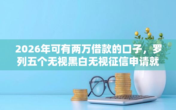 2026年可有两万借款的口子,罗列五个无视黑白无视征信申请就下款的软件 2026年可有两万借款的口子,罗列五个无视黑白无视征信申请就下款的软件