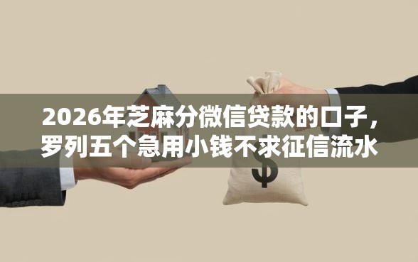 2026年芝麻分微信贷款的口子，罗列五个急用小钱不求征信流水轻松贷的平台