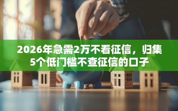 2026年急需2万不看征信，归集5个低门槛不查征信的口子