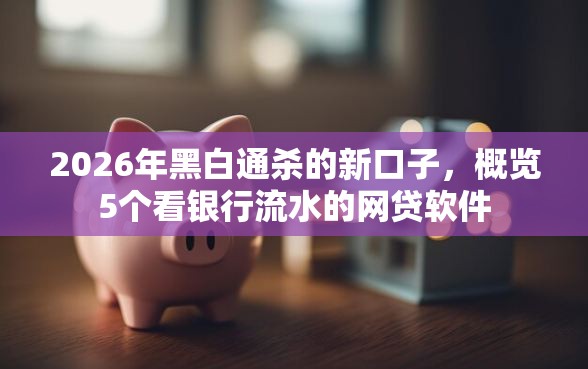 2026年黑白通杀的新口子，概览5个看银行流水的网贷软件