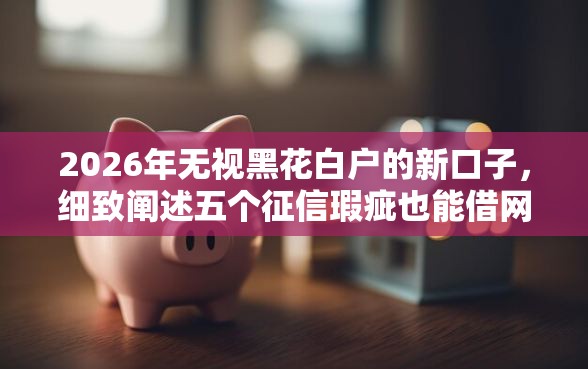2026年无视黑花白户的新口子，细致阐述五个征信瑕疵也能借网贷轻松下款的软件