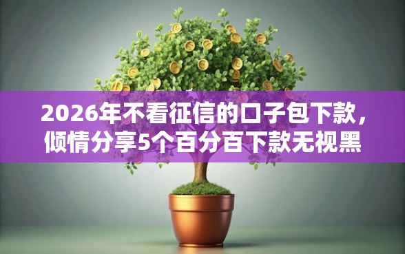 2026年不看征信的口子包下款，倾情分享5个百分百下款无视黑白户网贷平台
