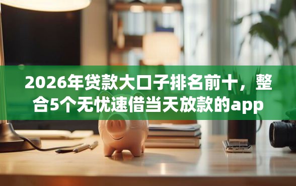 2026年贷款大口子排名前十，整合5个无忧速借当天放款的app