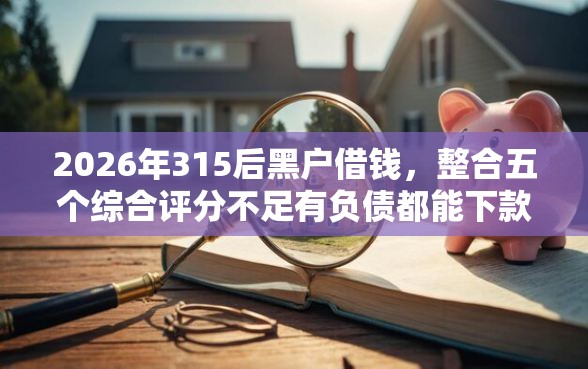 2026年315后黑户借钱，整合五个综合评分不足有负债都能下款平台
