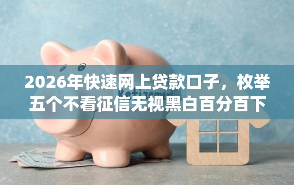 2026年快速网上贷款口子，枚举五个不看征信无视黑白百分百下款app