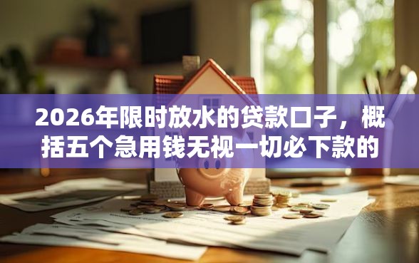 2026年限时放水的贷款口子，概括五个急用钱无视一切必下款的口子