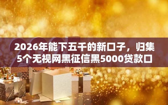2026年能下五千的新口子，归集5个无视网黑征信黑5000贷款口子