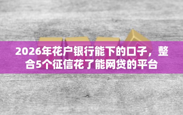 2026年花户银行能下的口子,整合5个征信花了能网贷的平台 2026年花户银行能下的口子,整合5个征信花了能网贷的平台