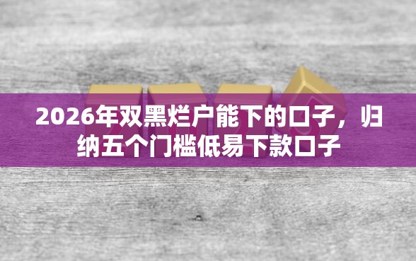 2026年双黑烂户能下的口子，归纳五个门槛低易下款口子