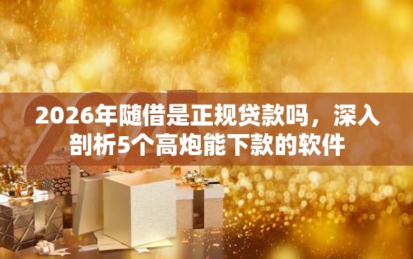 2026年随借是正规贷款吗，深入剖析5个高炮能下款的软件