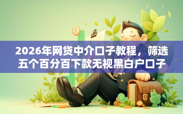 2026年网贷中介口子教程，筛选五个百分百下款无视黑白户口子