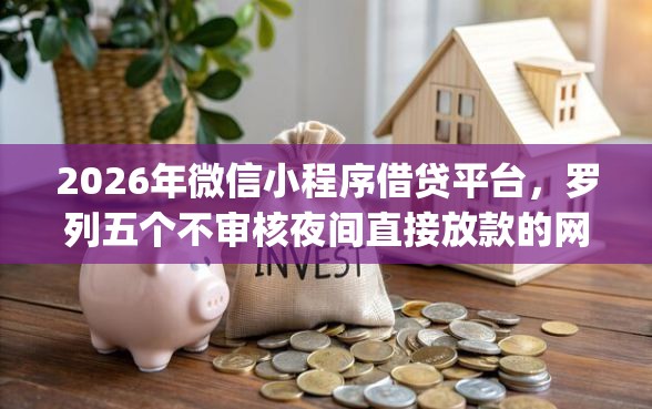 2026年微信小程序借贷平台，罗列五个不审核夜间直接放款的网贷app
