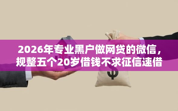 2026年专业黑户做网贷的微信，规整五个20岁借钱不求征信速借平台