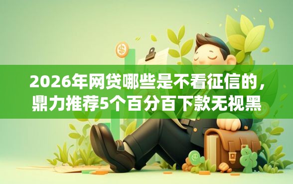2026年网贷哪些是不看征信的，鼎力推荐5个百分百下款无视黑白户网贷app