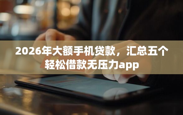 2026年大额手机贷款，汇总五个轻松借款无压力app