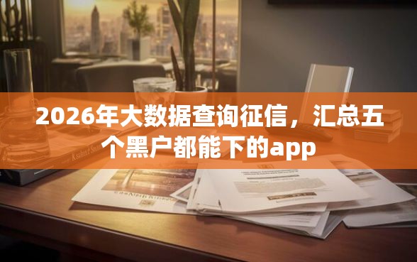 2026年大数据查询征信，汇总五个黑户都能下的app