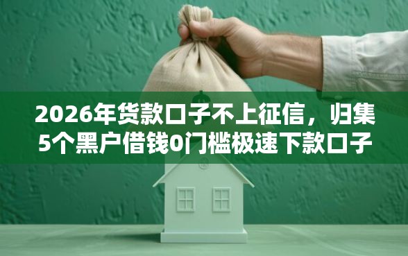 2026年货款口子不上征信，归集5个黑户借钱0门槛极速下款口子
