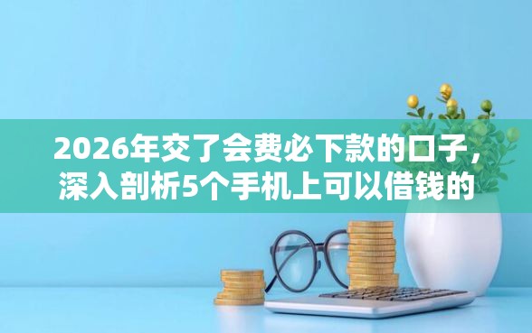 2026年交了会费必下款的口子，深入剖析5个手机上可以借钱的口子