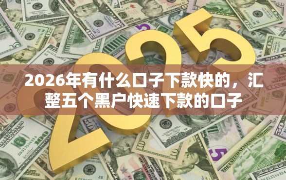 2026年有什么口子下款快的，汇整五个黑户快速下款的口子