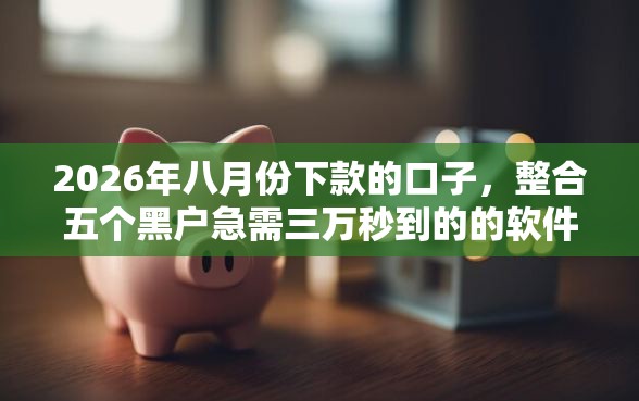 2026年八月份下款的口子，整合五个黑户急需三万秒到的的软件