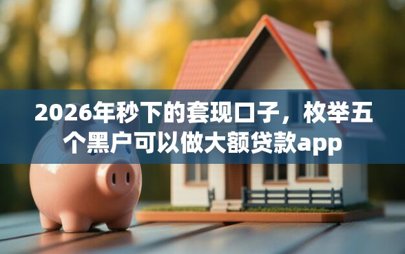 2026年秒下的套现口子，枚举五个黑户可以做大额贷款app