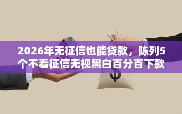 2026年无征信也能贷款，陈列5个不看征信无视黑白百分百下款软件
