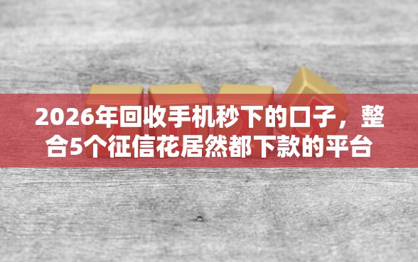 2026年回收手机秒下的口子，整合5个征信花居然都下款的平台