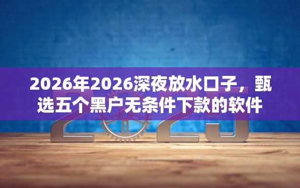 2026年2026深夜放水口子，甄选五个黑户无条件下款的软件