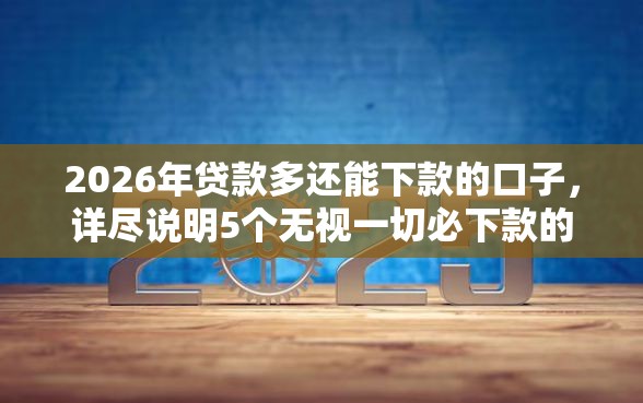 2026年贷款多还能下款的口子，详尽说明5个无视一切必下款的口子