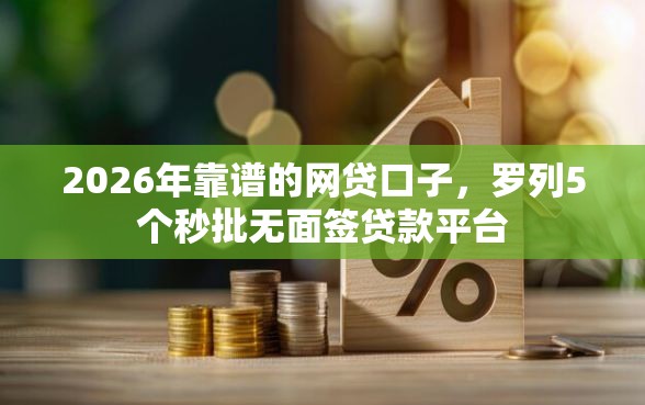 2026年靠谱的网贷口子，罗列5个秒批无面签贷款平台
