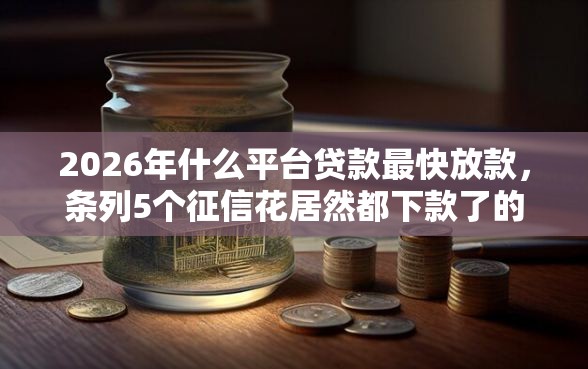 2026年什么平台贷款最快放款，条列5个征信花居然都下款了的平台